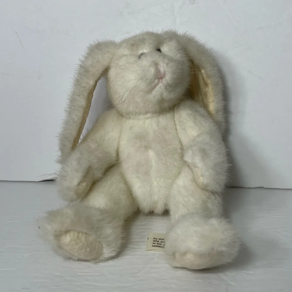 VTG Boyds Collection 1990 Jointed Bunny Plush White with Black Hair 10